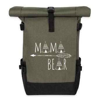 Mama Bär - ethno - Rolltop Rucksack - Olive/Schwarz - Vorne