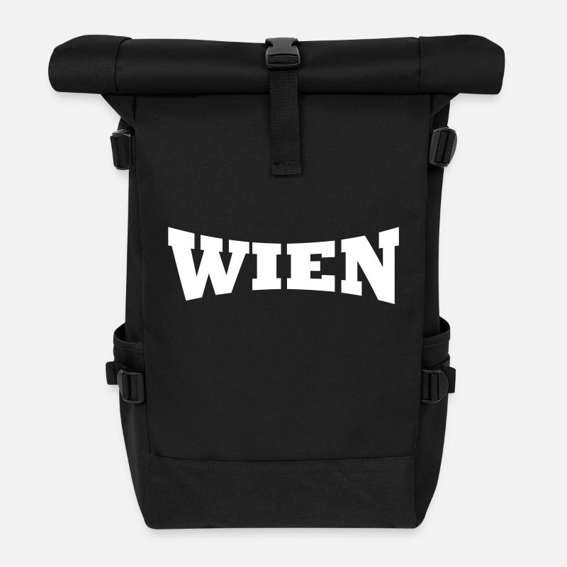Vienna logo - Roll Top Backpack - black