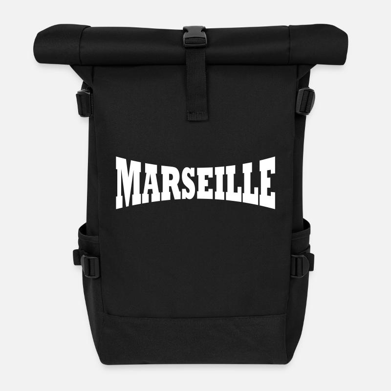 Marseille lettrage - Sac à dos roll top - noir