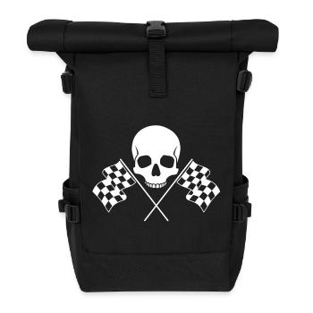 Skull Checkered Flags - Roll Top Backpack - black - Front