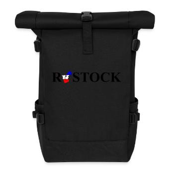 Rostock Schriftzug mit Stadtkarte im Stadtnamen - Rolltop Rucksack - Schwarz - Vorne