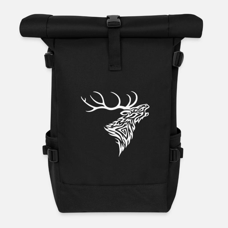 Roaring Stag Tribal white - Roll Top Backpack - black