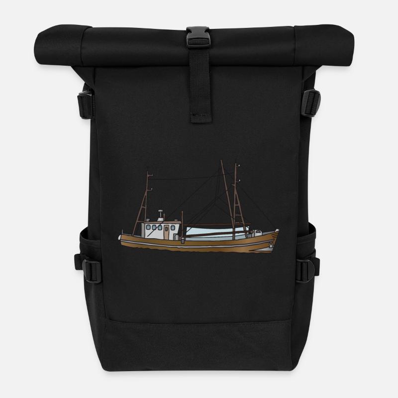 Fischerboot c - Rolltop Rucksack - Schwarz