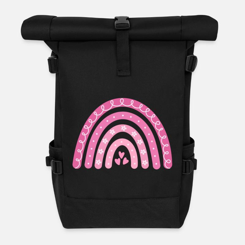 Boho Regenbogen rosa Große Schwester - Rolltop Rucksack - Schwarz
