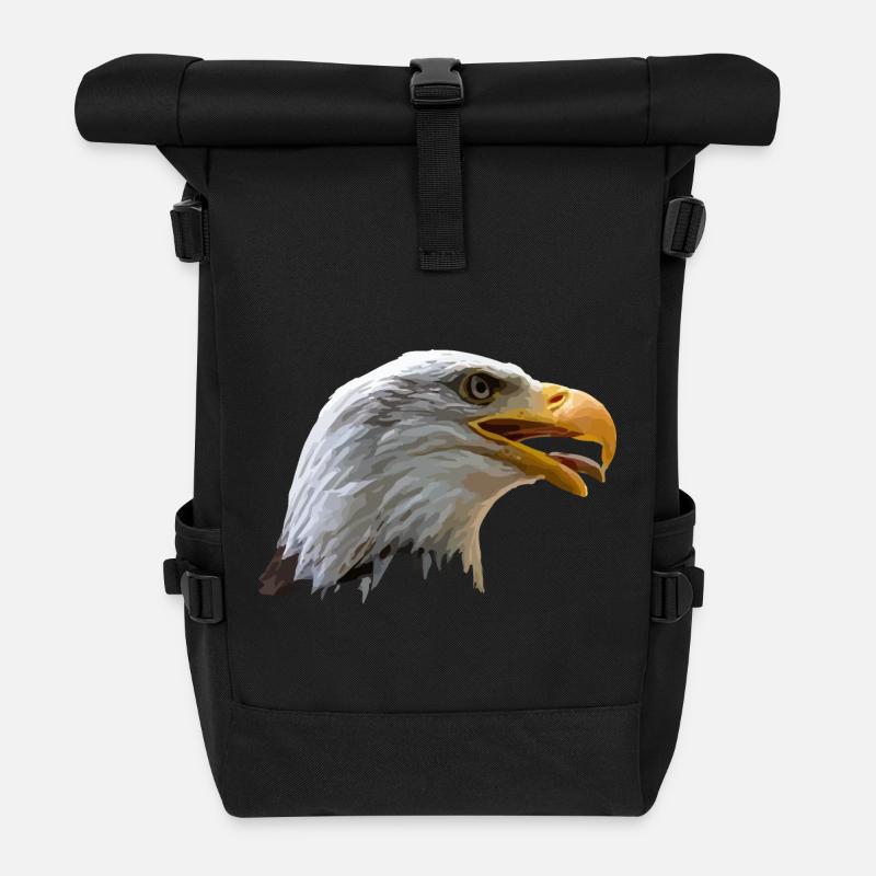 bald eagle - Roll Top Backpack - black