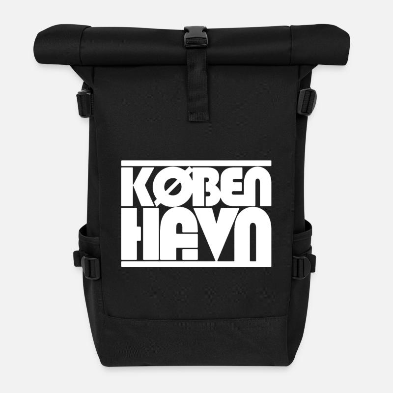 Kopenhagen Danmark Schriftzug Design - Rolltop Rucksack - Schwarz