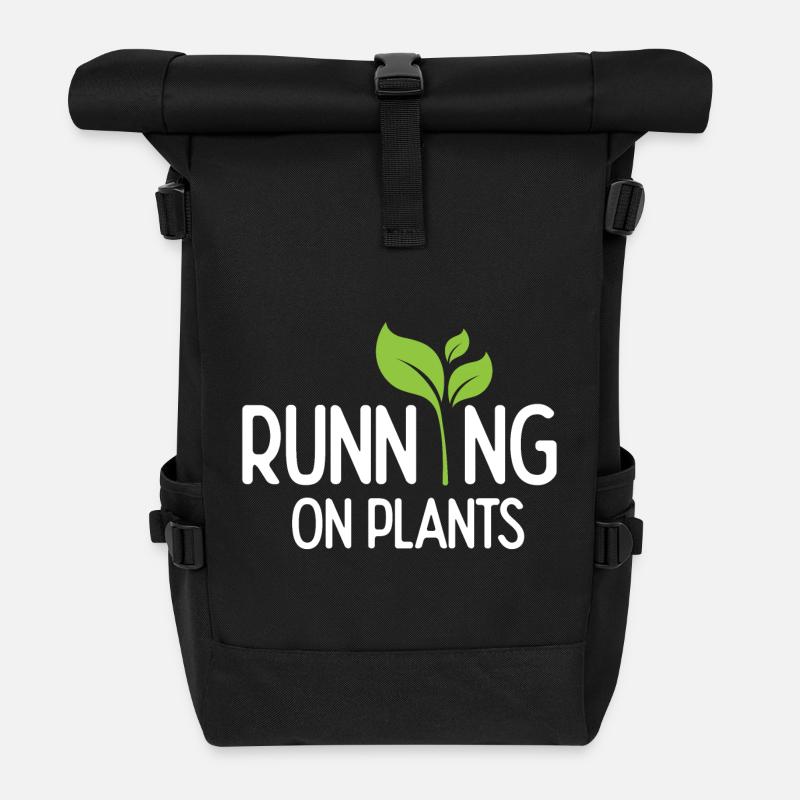 Laufen auf Pflanzen - Rolltop Rucksack - Schwarz