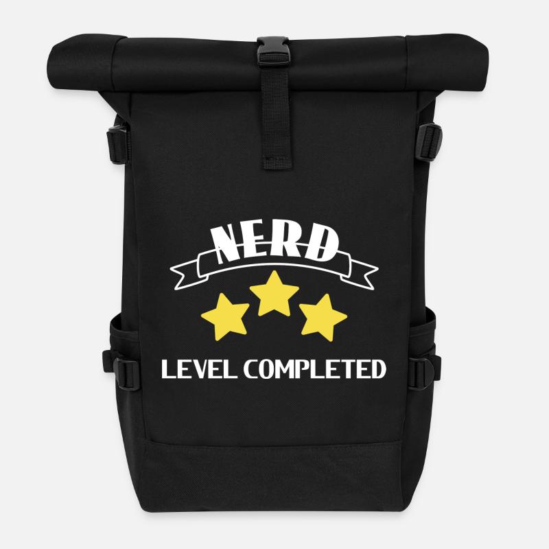 Nerd - Streber - Rolltop Rucksack - Schwarz