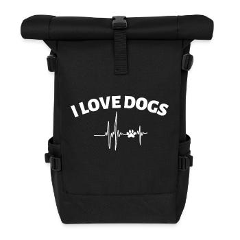 I love dogs Ich liebe Hunde Hundemensch - Rolltop Rucksack - Schwarz - Vorne