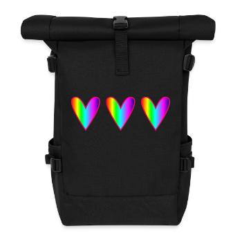 HERZ. HERZ. HEILIGER VALENTINSTAG. LIEBE. LIEBE. WEIHNACHTEN - Rolltop Rucksack - Schwarz - Vorne