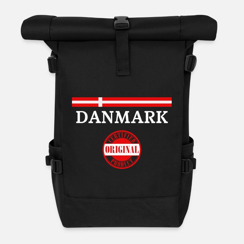 Flagge von Dänemark, dänischer Stolz - Rolltop Rucksack - Schwarz