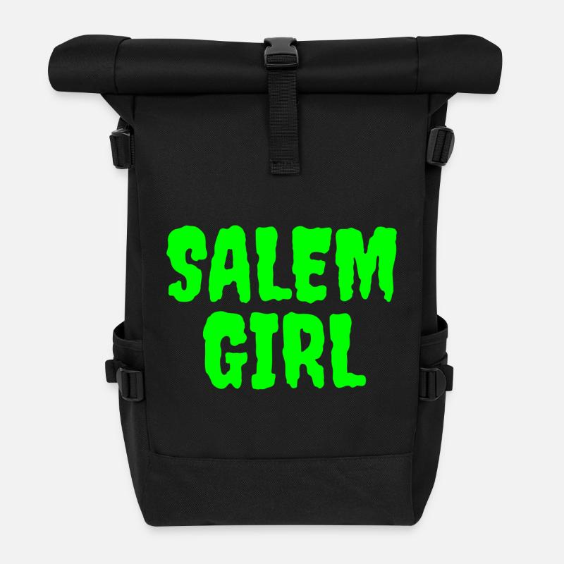 Vibrant Salem Girl Graphic Tee - Roll Top Backpack - black