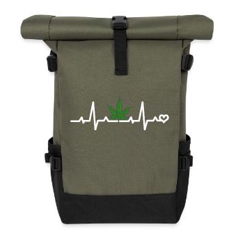 ECG de feuille de cannabis - Sac à dos roll top - olive/noir - Devant