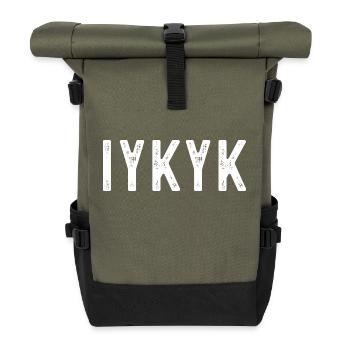 IYKYK Wenn du weißt, dass du lustig bist - Rolltop Rucksack - Olive/Schwarz - Vorne