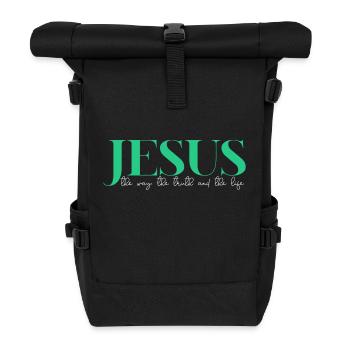 Jesus Name Faith and modern design - Roll Top Backpack - black - Front