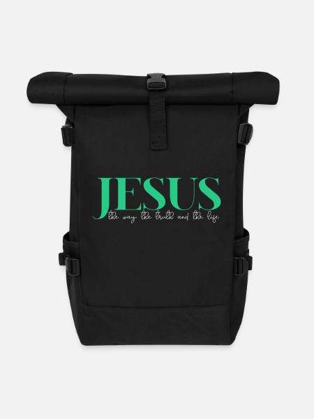 Jésus Nom Foi et design moderne - Sac à dos roll top - noir
