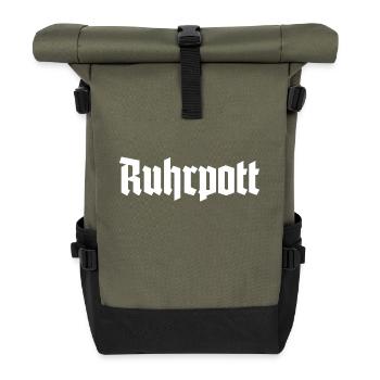 Ruhrpott - Pott - Bergbau - Kumpel - Ruhr - Shirt - Rolltop Rucksack - Olive/Schwarz - Vorne