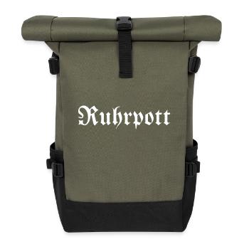 Ruhrpott - Pott - Bergbau - Kumpel - Ruhr - Shirt - Rolltop Rucksack - Olive/Schwarz - Vorne