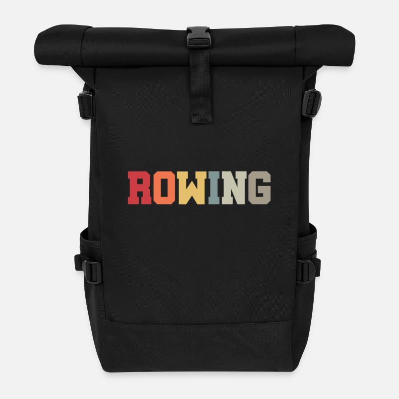 Rowing - Ruderer - Ruderin - Aviron - Rolltop Rucksack - Schwarz