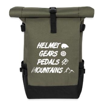 Helmet Gears Pedals Mountains - Roll Top Backpack - olive/black - Front