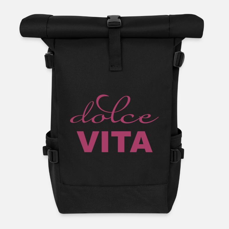 DOLCE VITA – VIVA ITALIA - Roll Top Backpack - black