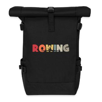 Rowing - Rudern - Ruderer - Ruderin - Aviron - Rolltop Rucksack - Schwarz - Vorne