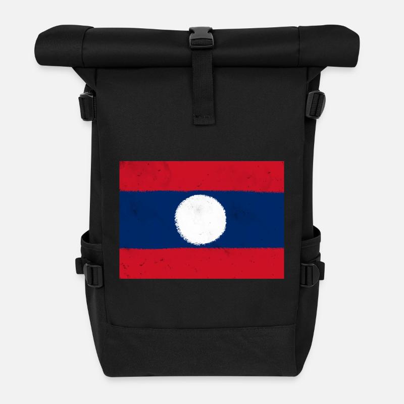 Flagge von Laos - Rolltop Rucksack - Schwarz