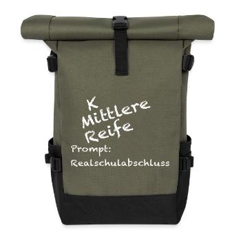 Realschule Abschluss Shirt Mittlere Reife KI - Rolltop Rucksack - Olive/Schwarz - Vorne