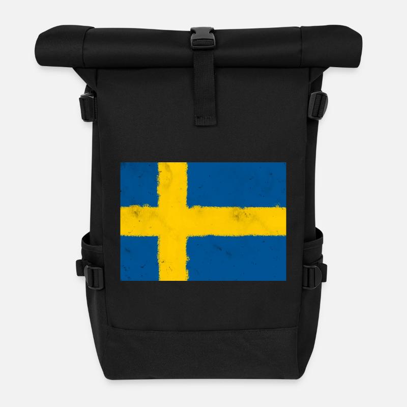 Flagge von Schweden - Rolltop Rucksack - Schwarz