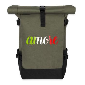 amore - Italia - Italy - Love - Liebe - Roll Top Backpack - olive/black - Front
