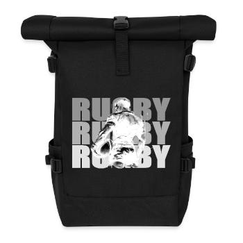 Joueur de rugby à la silhouette contrastée - Sac à dos roll top - noir - Devant