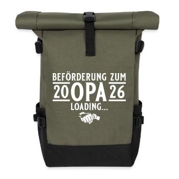 Opa 2026 loading - Werdender Großvater - Rolltop Rucksack - Olive/Schwarz - Vorne