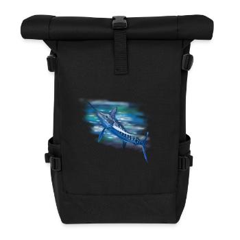 Blauer Marlin im Aquarell - Rolltop Rucksack - Schwarz - Vorne