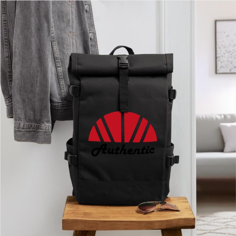 Authentic Abstract Red Ray Dawn Roll Top Backpack
