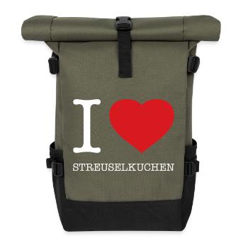 I love crumble cake - Roll Top Backpack - olive/black - Front