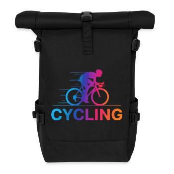 Lebendiger Radverlauf - Rolltop Rucksack - Schwarz - Vorne