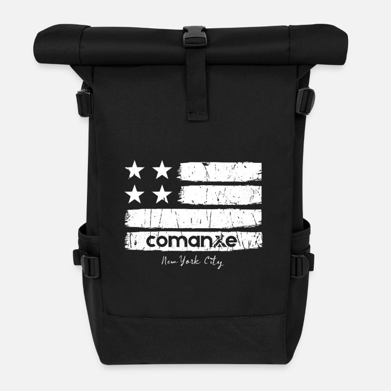 Flag Strokes mit NYC - Rolltop Rucksack - Schwarz