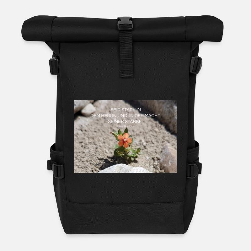 Kraft durch Glauben Blume der Stärke - Rolltop Rucksack - Schwarz