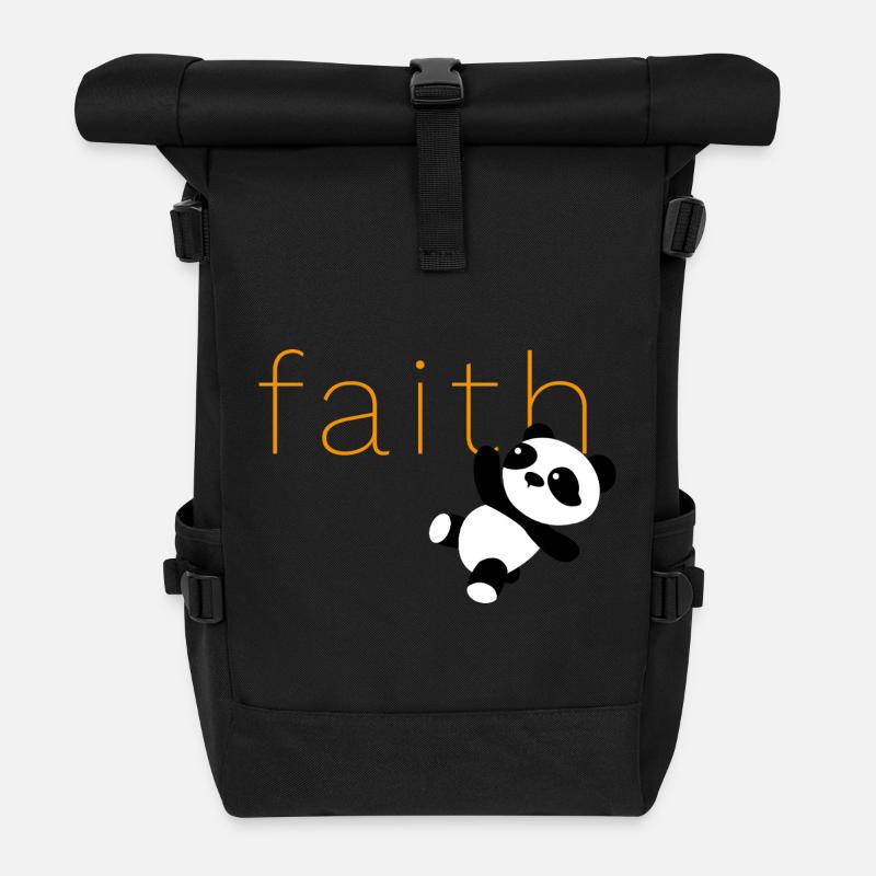 Panda Faith - Roll Top Backpack - black