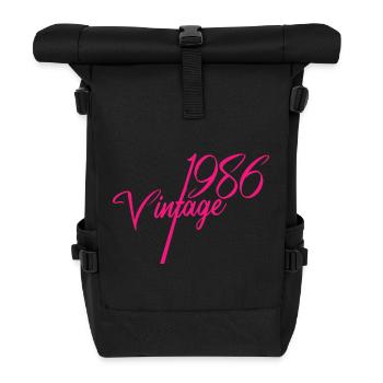 Vintage 1986 Script Kollektion - Rolltop Rucksack - Schwarz - Vorne