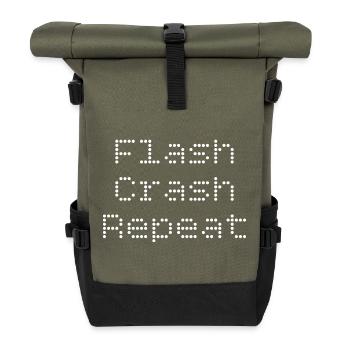 Flash. Crash. Repeat. - Roll Top Backpack - olive/black - Front