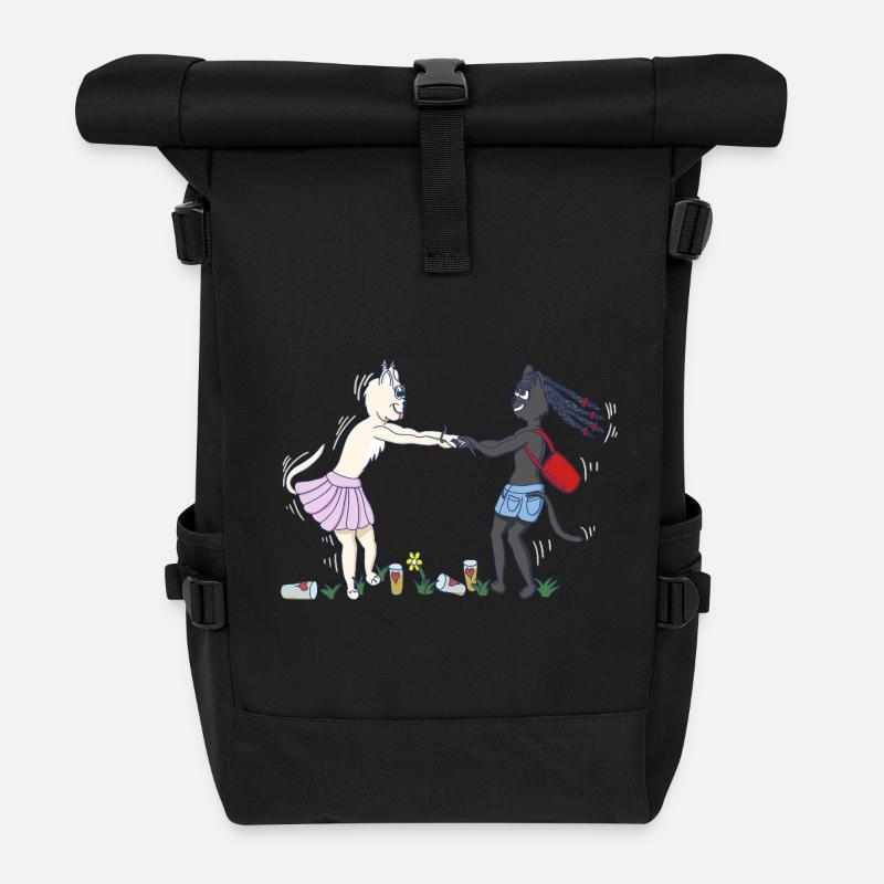 Freundschaftskarussell - Rolltop Rucksack - Schwarz