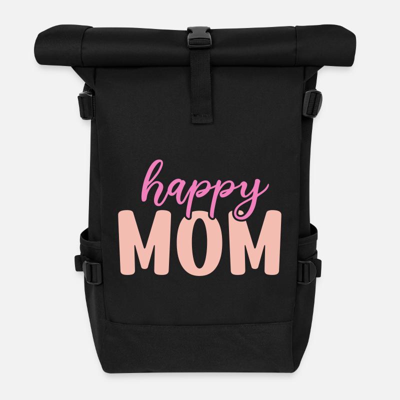 Glückliche Mama - Rolltop Rucksack - Schwarz