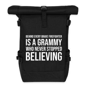 Hinter jedem mutigen Feuerwehrmann steht ein Grammy - Rolltop Rucksack - Schwarz - Vorne