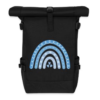 Boho Regenbogen blau - Rolltop Rucksack - Schwarz - Vorne