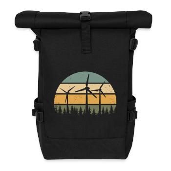 Windkraft Windrad Windenergie Windräder - Rolltop Rucksack - Schwarz - Vorne