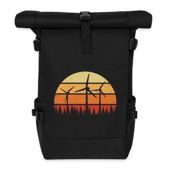 Windkraft Windrad Windenergie Windräder - Rolltop Rucksack - Schwarz - Vorne