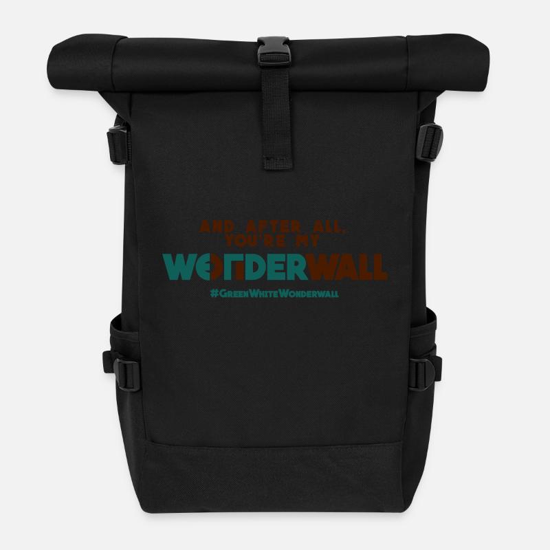 #GreenWhiteWonderwall - Rolltop Rucksack - Schwarz