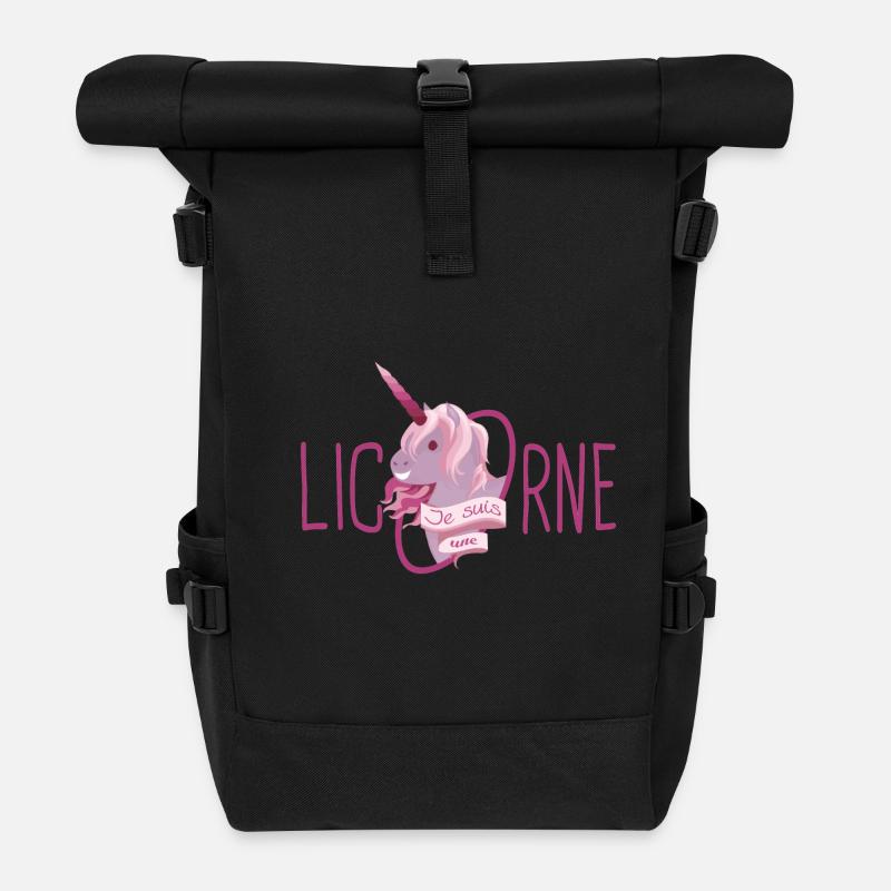 Je suis une licorne - Sac à dos roll top - noir