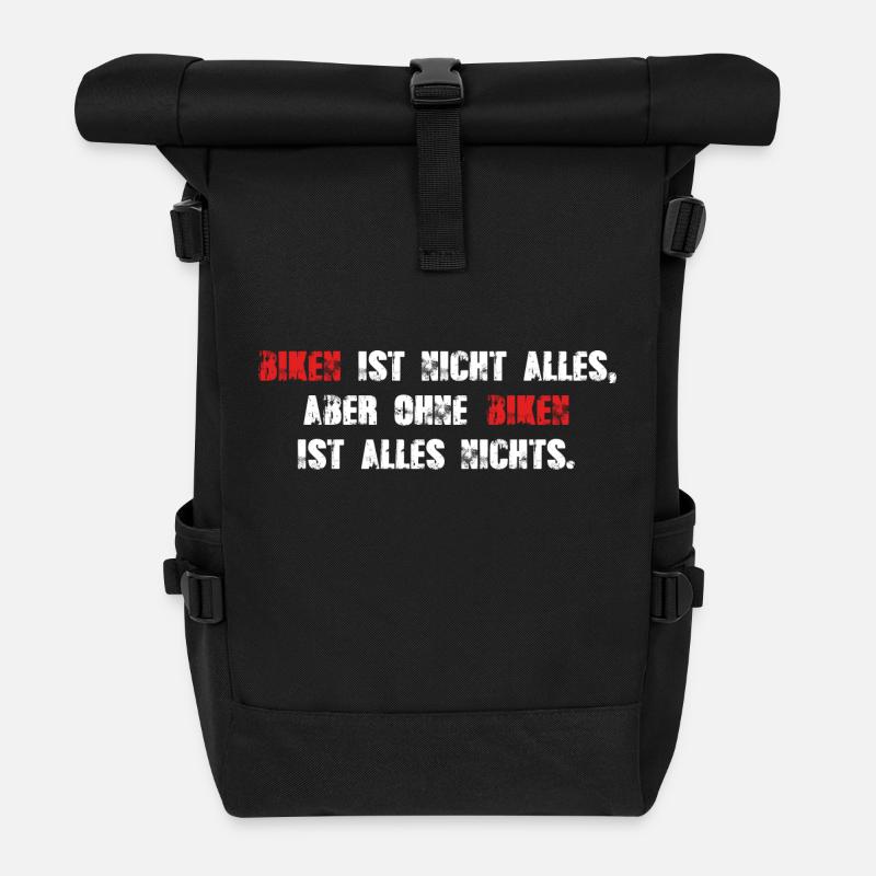 Ohne Biken ist alles nichts - Rolltop Rucksack - Schwarz